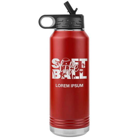 Custom Baseball Player Water Bottle: Laser Etched Insulated Tumbler