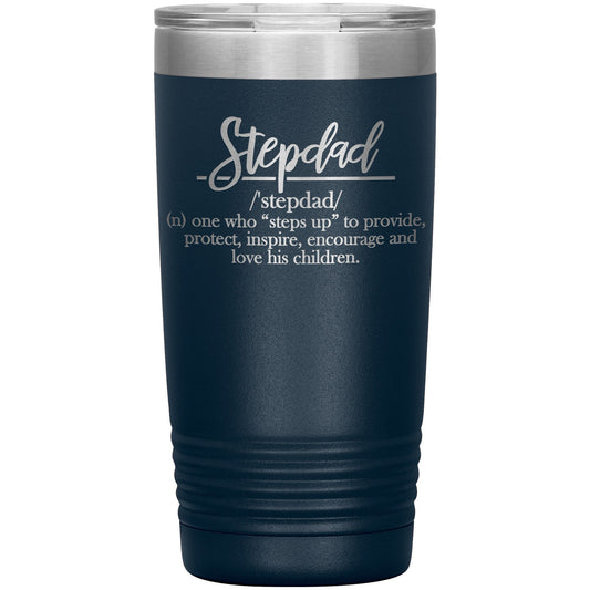 Engraved Stepdad Definition Tumbler: Stainless Steel Travel Mug
