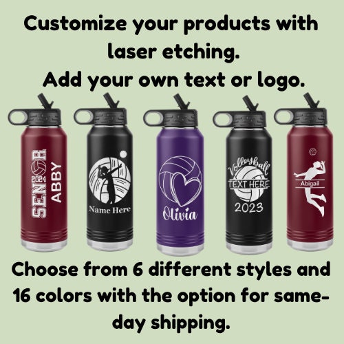 Custom volleyball Player With Name Water Bottle/Volleyball Team Gift/Volleyball Coach Water Bottle Gift/Laser Etched Gift With Name