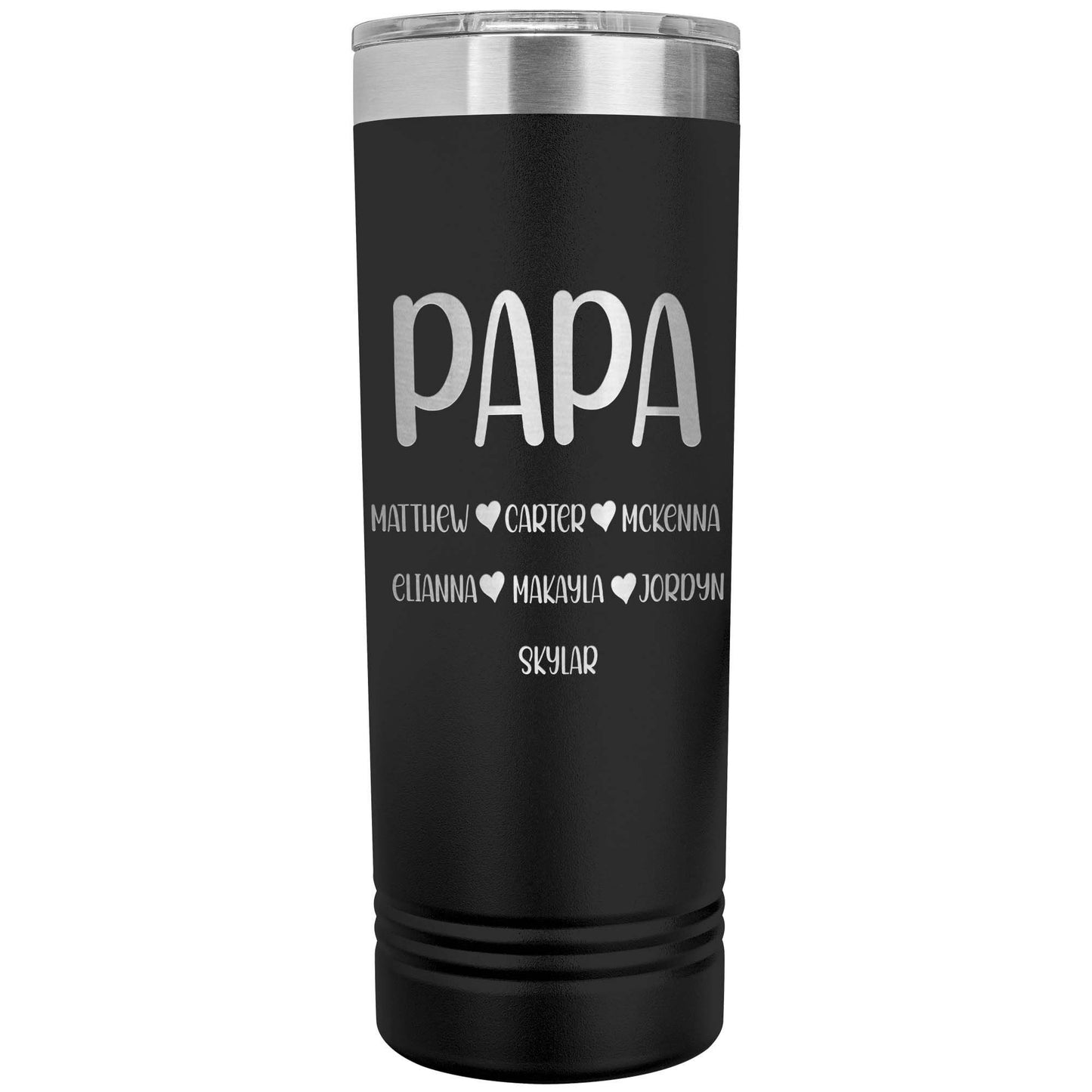 Paps With Grandkids Names Skinny Tumbler, Father's Day Gift for Grandpa, Grandpa Coffee Tumbler, Laser Etched Grandpa Insulated Tumbler Gift