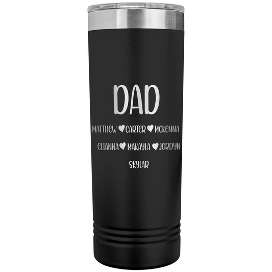 Dad With Kids Names Skinny Tumbler, Father's Day Gift for Grandpa, Grandpa Coffee Tumbler Gift, Laser Etched Grandpa Insulated Tumbler Gift