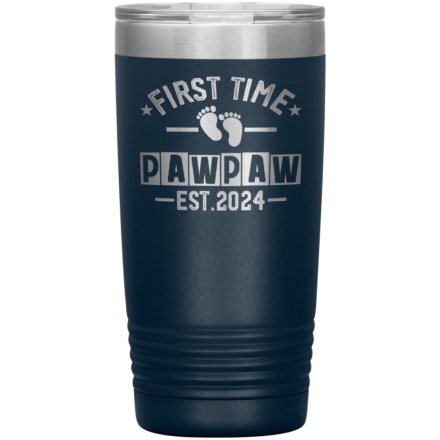 First Time PawPaw Ever Travel Tumbler, Father's Day Gift for Grandpa, Grandpa To Be Coffee Tumbler, Laser Etched Grandpa Insulated Tumbler