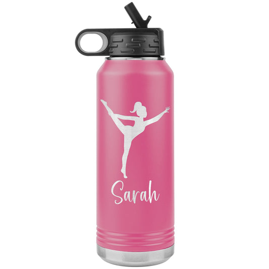 Personalized Color Guard Water Bottle, Engraved Stainless Steel Cheer Water Bottle with Straw, Custom Etched Sports Bottle for Cheerleaders