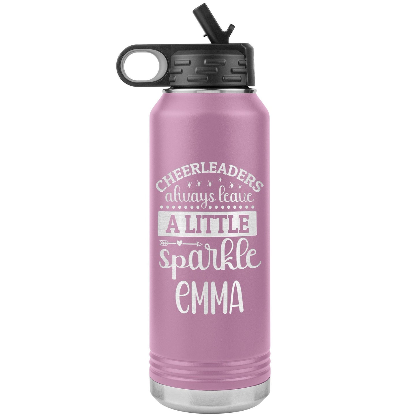 Personalized Cheerleader Water Bottle, Engraved Stainless Steel Cheer Water Bottle with Straw, Custom Etched Sports Bottle for Cheerleaders