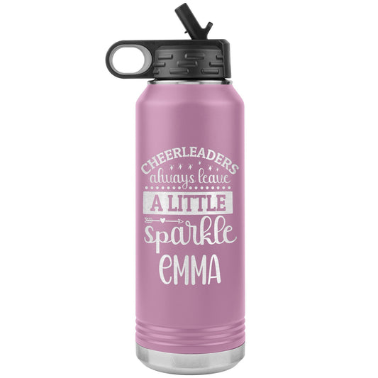 Personalized Cheerleader Water Bottle, Engraved Stainless Steel Cheer Water Bottle with Straw, Custom Etched Sports Bottle for Cheerleaders