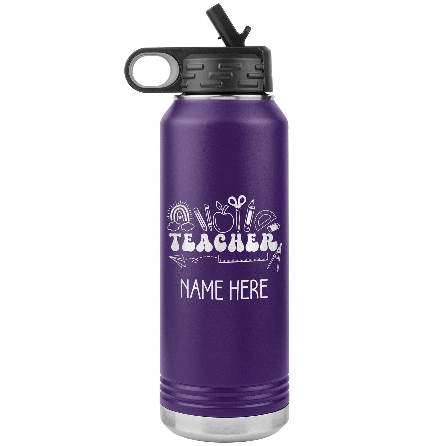 Personalized Teacher Water Bottle: Engraved Stainless Steel Tumbler