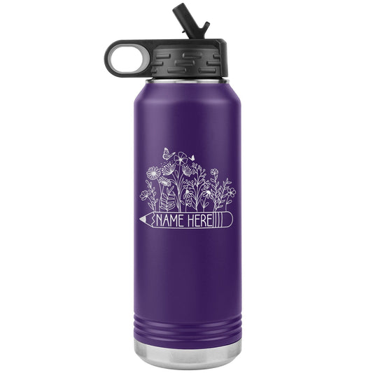 Personalized Teacher Water Bottle: Engraved Stainless Steel Travel Mug