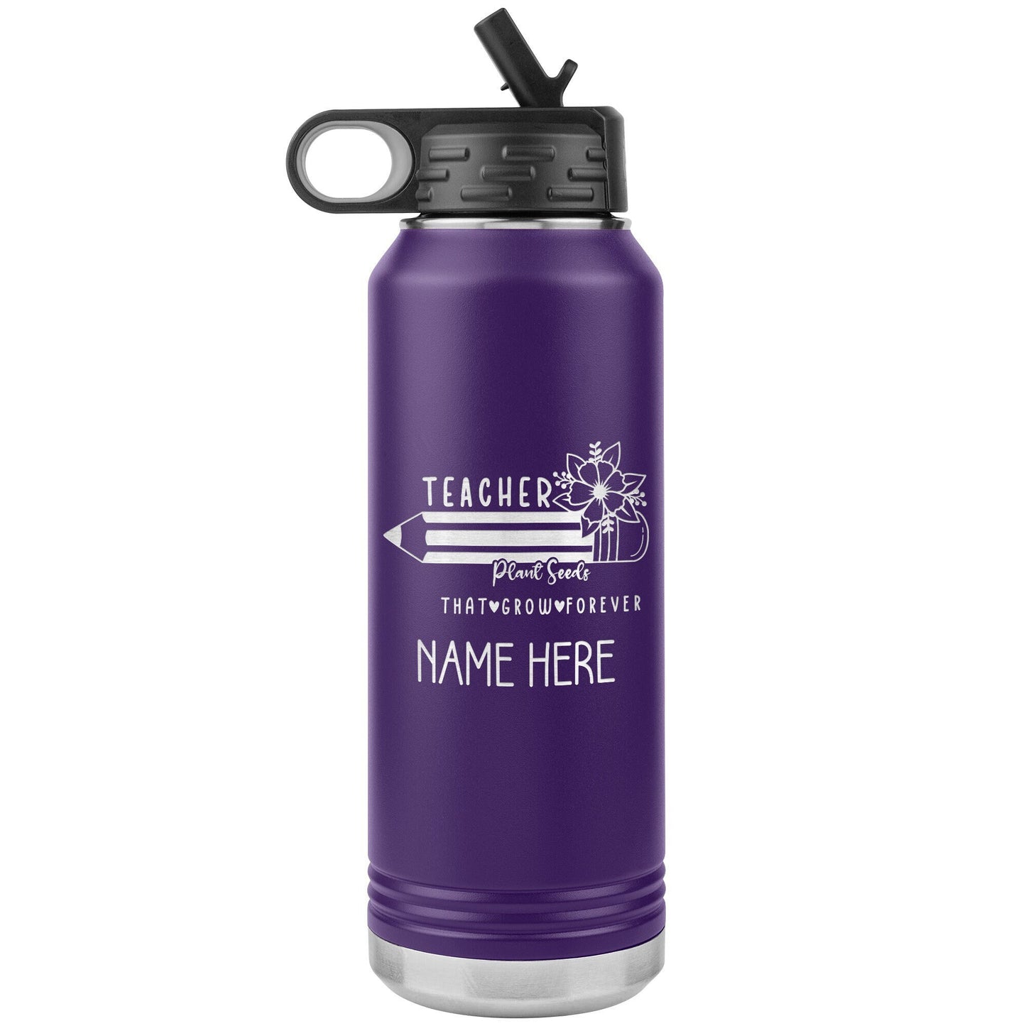 Personalized Teacher Water Bottle: 32oz Stainless Steel Travel Mug