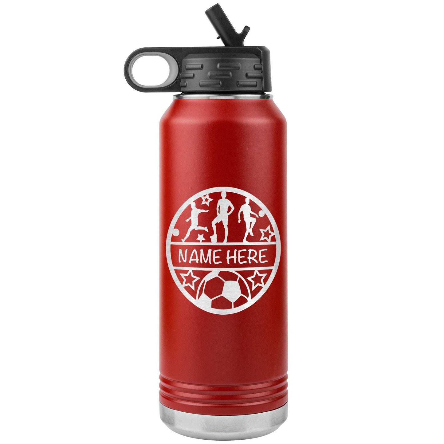 Custom Soccer Team Water Bottle: Laser Etched Insulated Tumbler