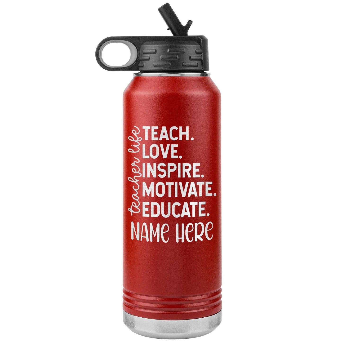 Personalized Teacher Water Bottle: Engraved Stainless Steel Tumbler
