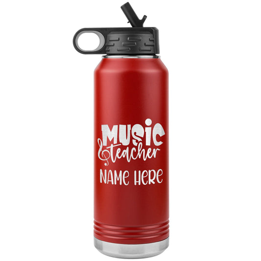 Custom Music Teacher Water Bottle: 32oz Laser Etched Tumbler