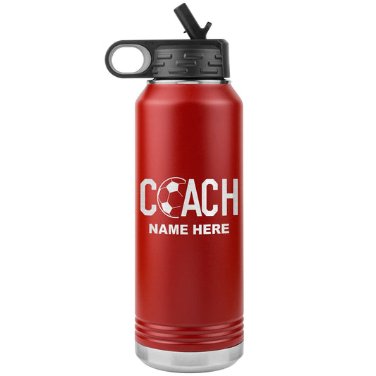 Personalized Soccer Coach Water Bottle: Laser Etched Insulated Tumbler
