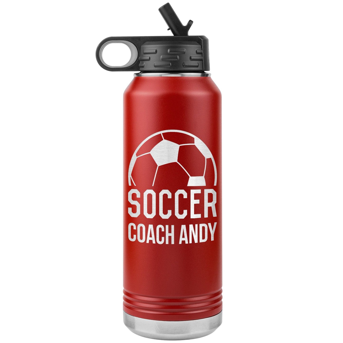 Custom Soccer Coach Water Bottle: Laser Etched Insulated Tumbler