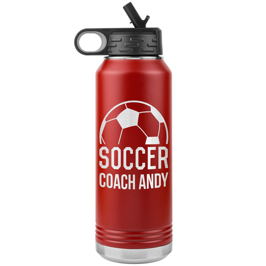 Custom Soccer Coach Water Bottle: Laser Etched Insulated Tumbler