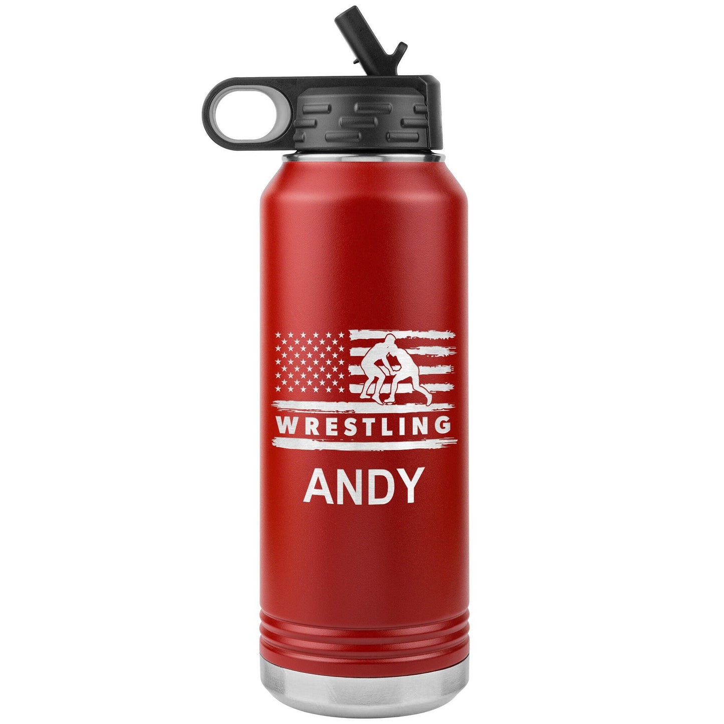 Custom Wrestling Water Bottle: Laser Etched Insulated Tumbler, Coach Gift
