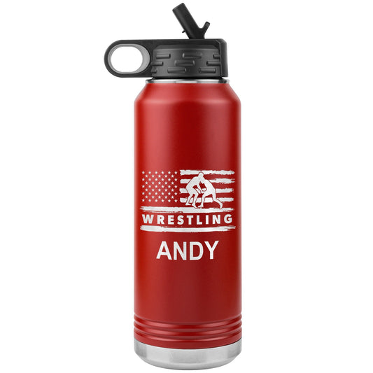 Custom Wrestling Water Bottle: Laser Etched Insulated Tumbler, Coach Gift