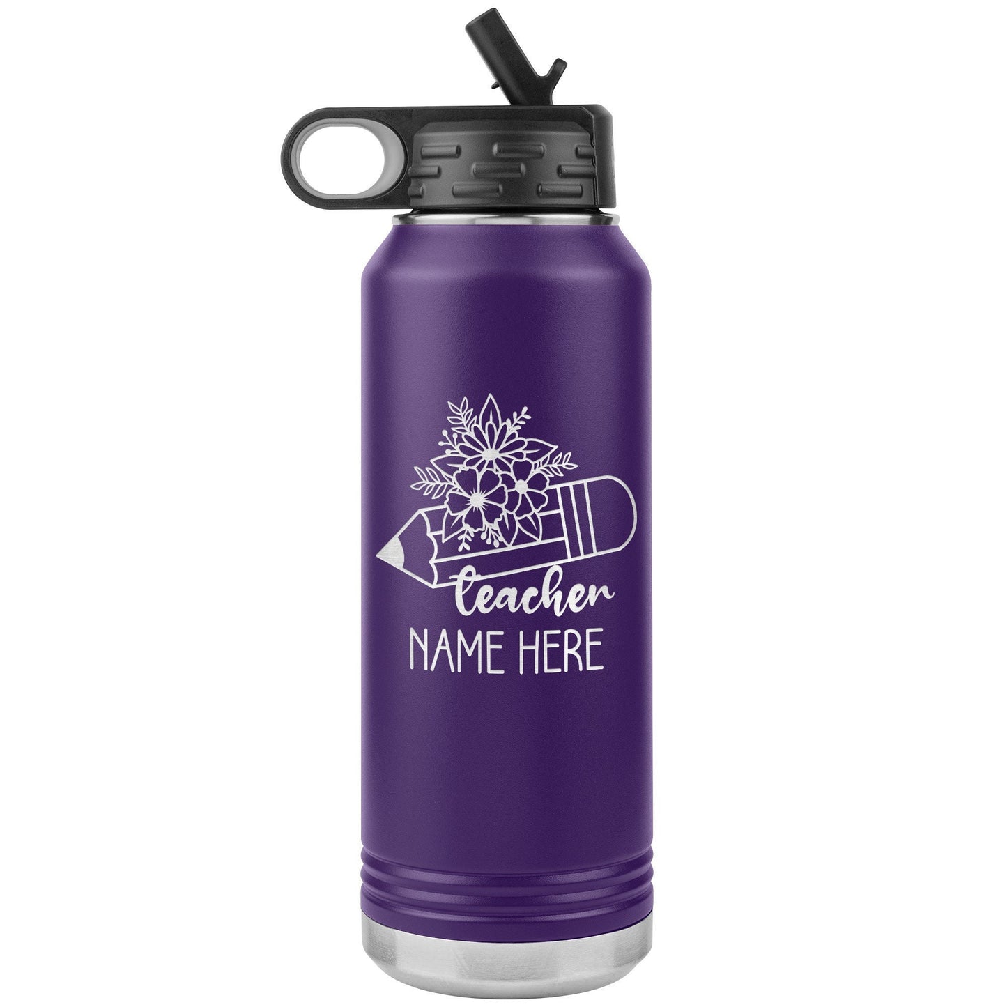 Personalized Teacher Water Bottle: Engraved Stainless Steel Travel Mug
