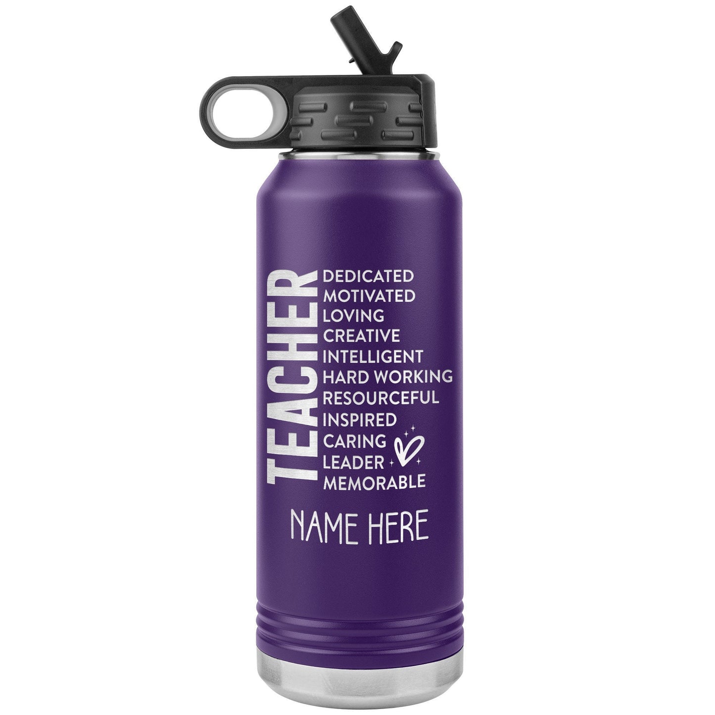 Personalized Teacher Water Bottle: Engraved Stainless Steel Travel Mug