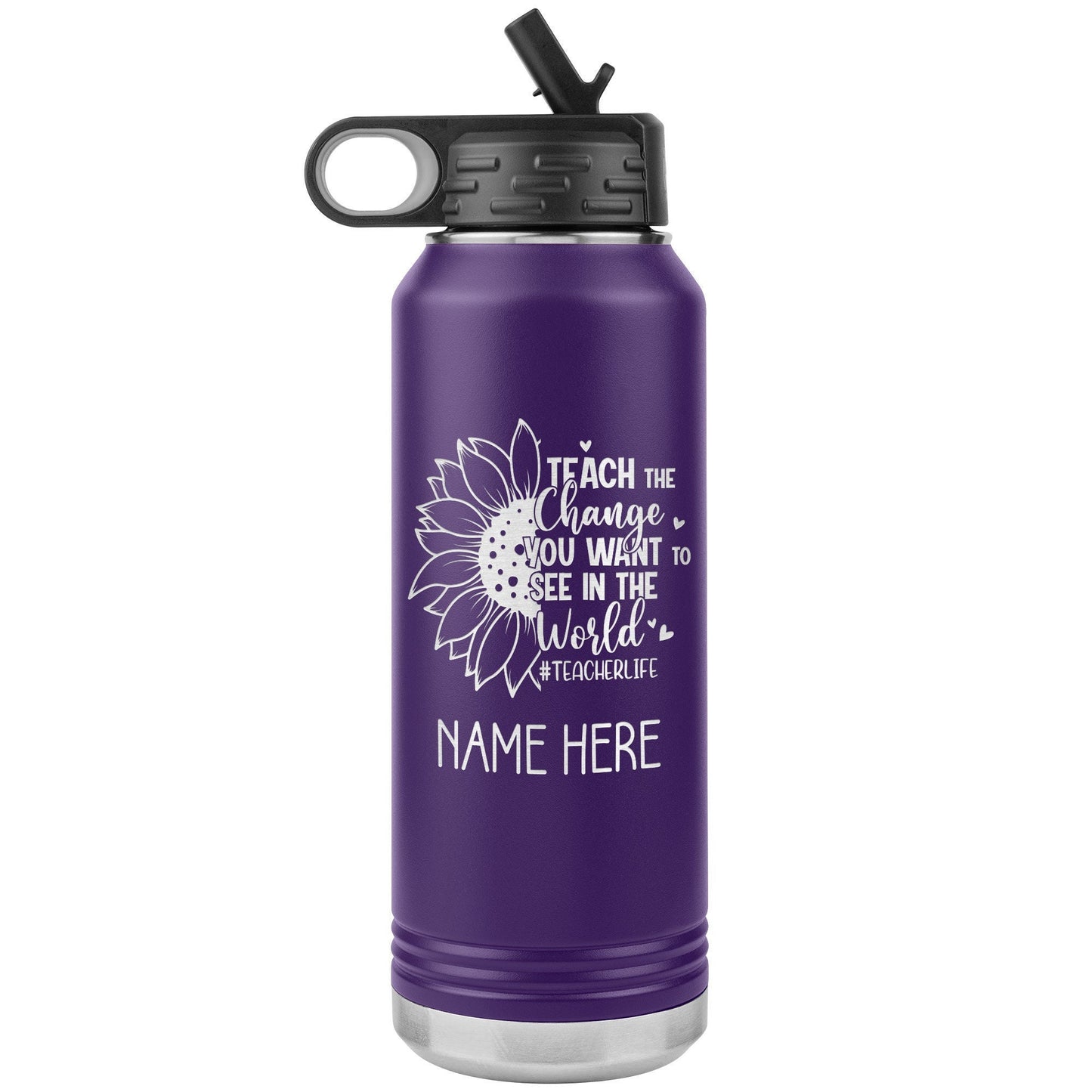 Personalized Teacher Water Bottle: Engraved Stainless Steel Travel Mug