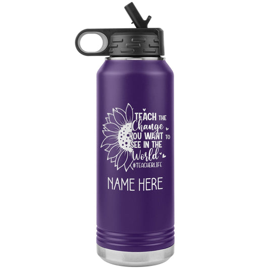 Personalized Teacher Water Bottle: Engraved Stainless Steel Travel Mug