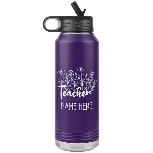 Personalized Teacher Water Bottle: Engraved Stainless Steel Travel Mug