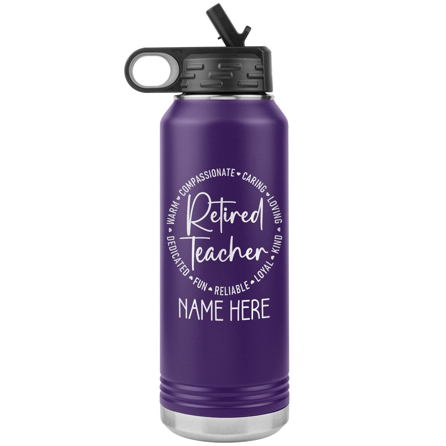 Personalized Retired Teacher Water Bottle: Engraved Stainless Steel Tumbler