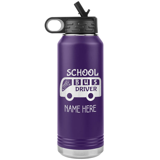 Custom School Bus Driver Gift: Engraved Insulated Stainless Steel Tumbler