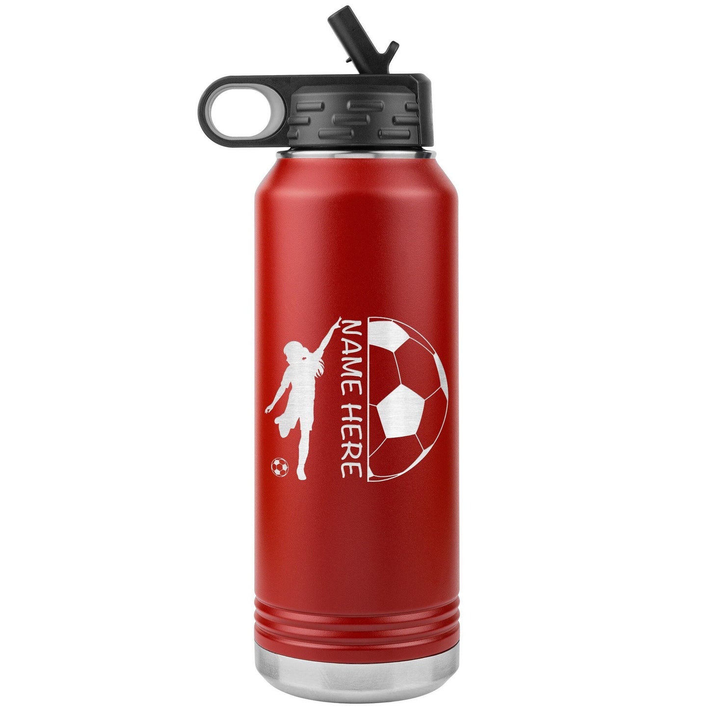 Custom Soccer Team Water Bottle: Laser Etched Insulated Tumbler