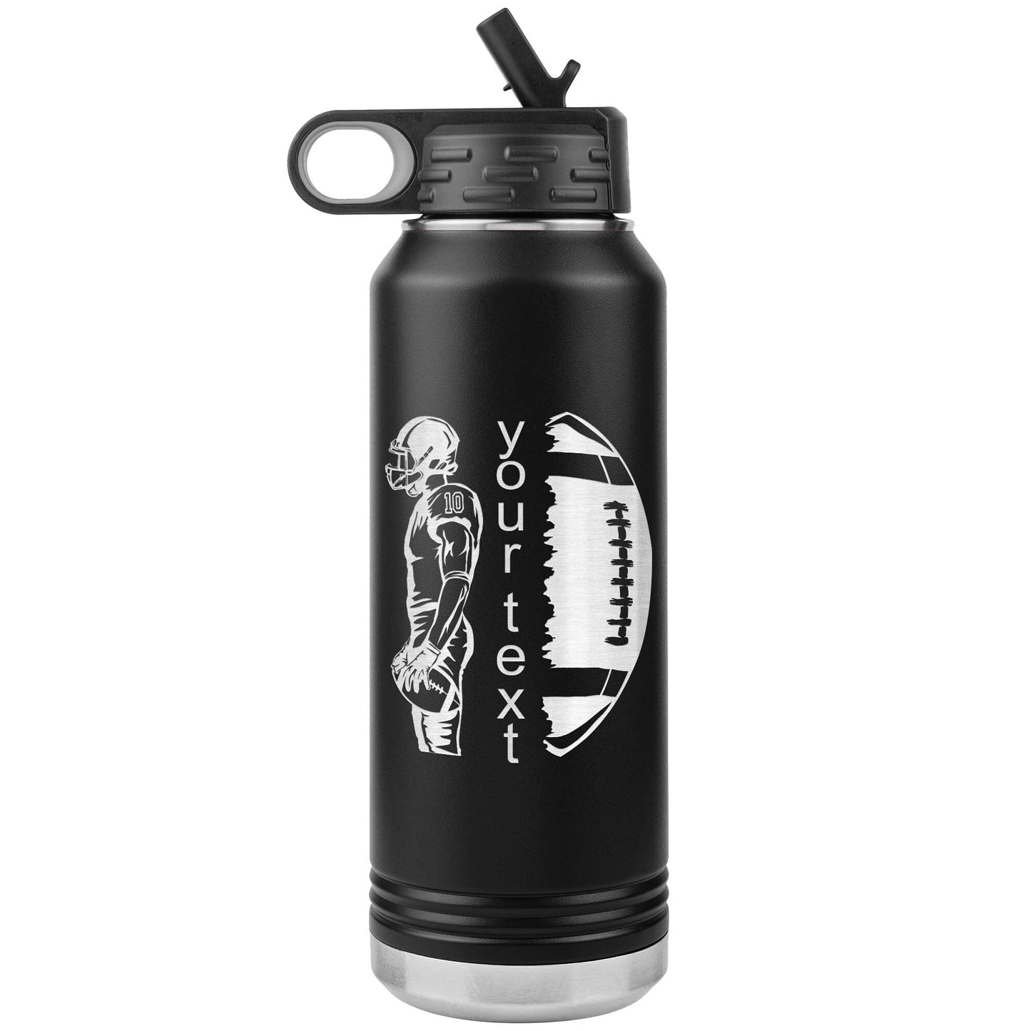 Custom Football Player and Coach Water Bottle - Laser Etched Tumbler for Coaches & Players - Personalized Team Gift - Perfect Athlete Gift