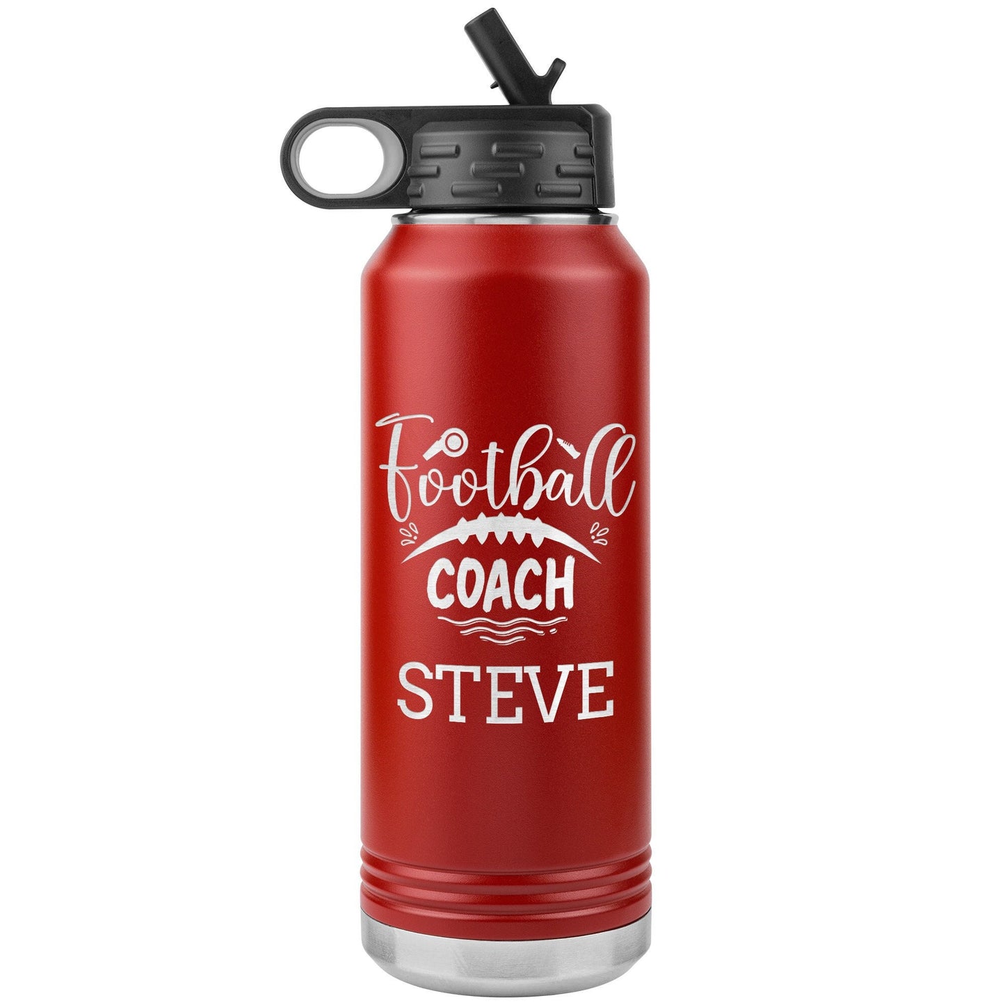 Custom Football Coach With Name Water Bottle/Football Coach player Water Bottle Gift/Laser Etched Insulated Water Bottle With Name Gifts