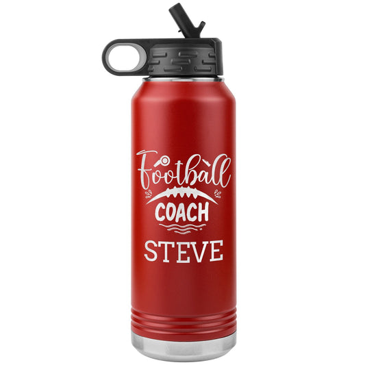 Custom Football Coach With Name Water Bottle/Football Coach player Water Bottle Gift/Laser Etched Insulated Water Bottle With Name Gifts