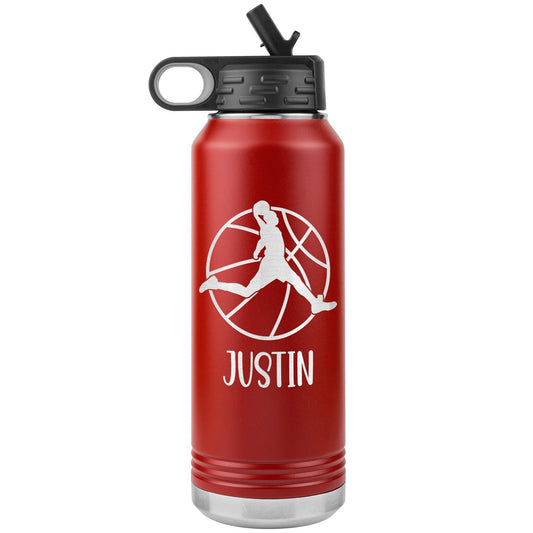 Custom Basketball Coach Water Bottle | 32oz Insulated Stainless Steel Tumbler | Personalized Laser Engraved Gift for Coaches and Athletes