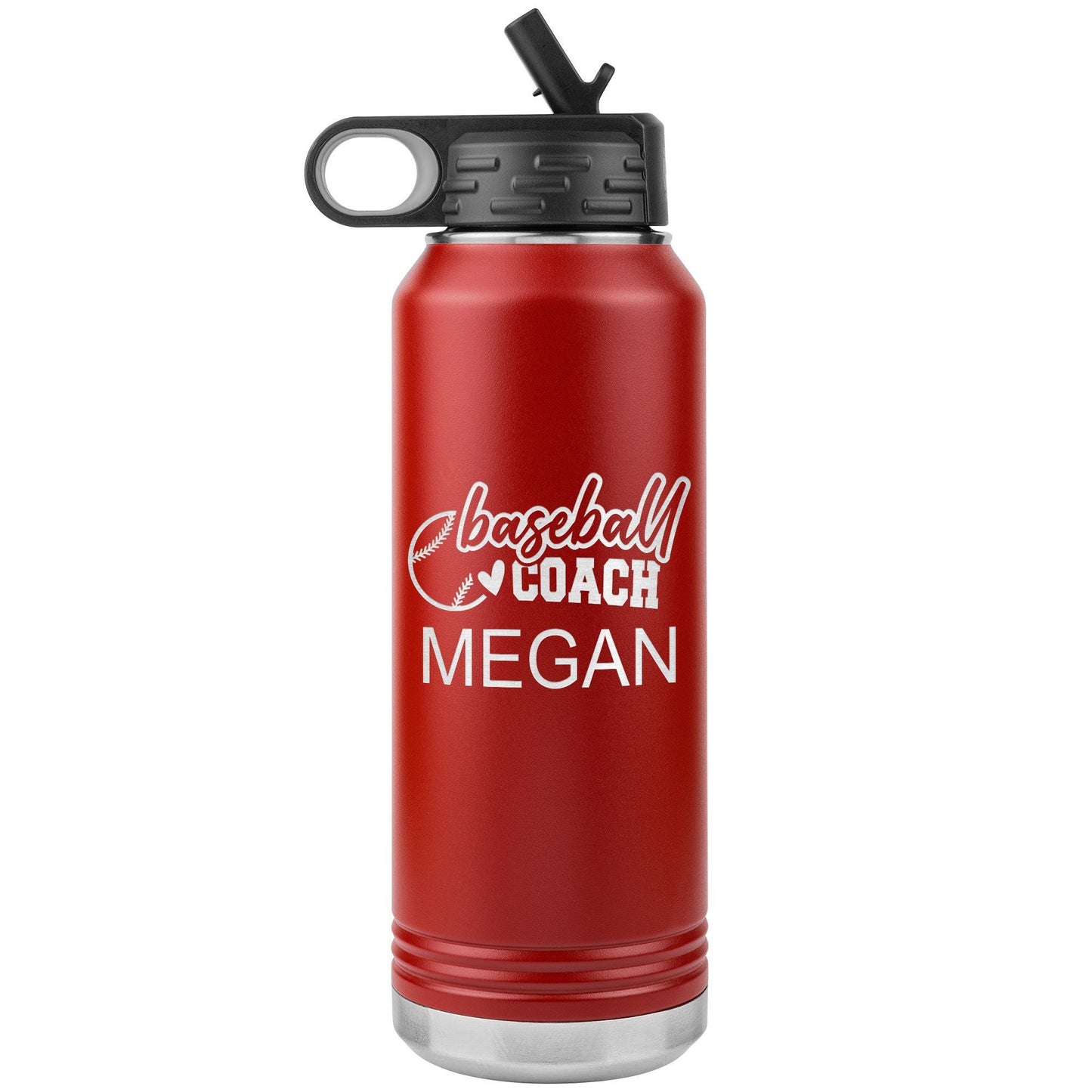 Custom Baseball Coach Water Bottle: Laser Etched Insulated Tumbler