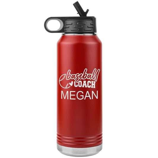 Custom Baseball Coach Water Bottle: Laser Etched Insulated Tumbler