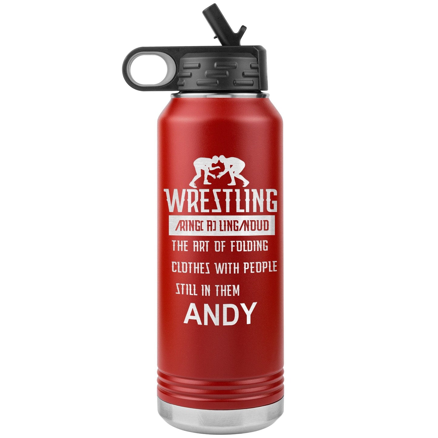 Custom Wrestling Water Bottle: Laser Etched Insulated Tumbler, Coach Gift