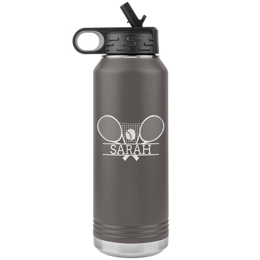 Personalized Tennis Tumbler: Engraved Stainless Steel Water Bottle