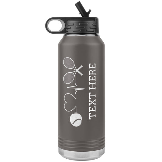 Personalized Tennis Tumbler: Engraved Stainless Steel Water Bottle