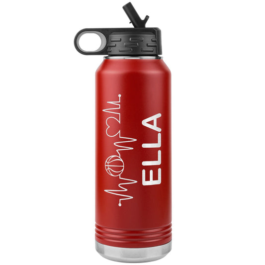 Custom Basketball Coach Water Bottle | 32oz Insulated Stainless Steel Tumbler | Personalized Laser Engraved Gift for Coaches and Athletes