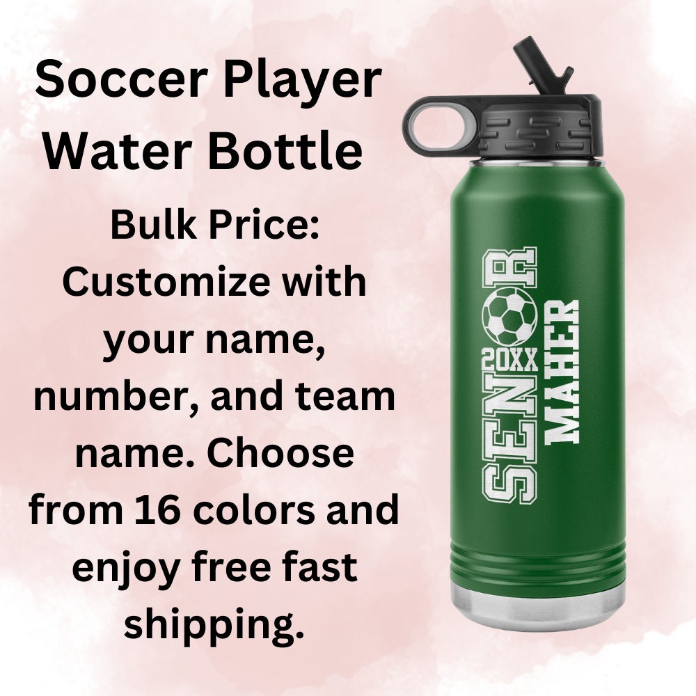 Custom Soccer Water Bottle: Laser Etched Insulated Tumbler