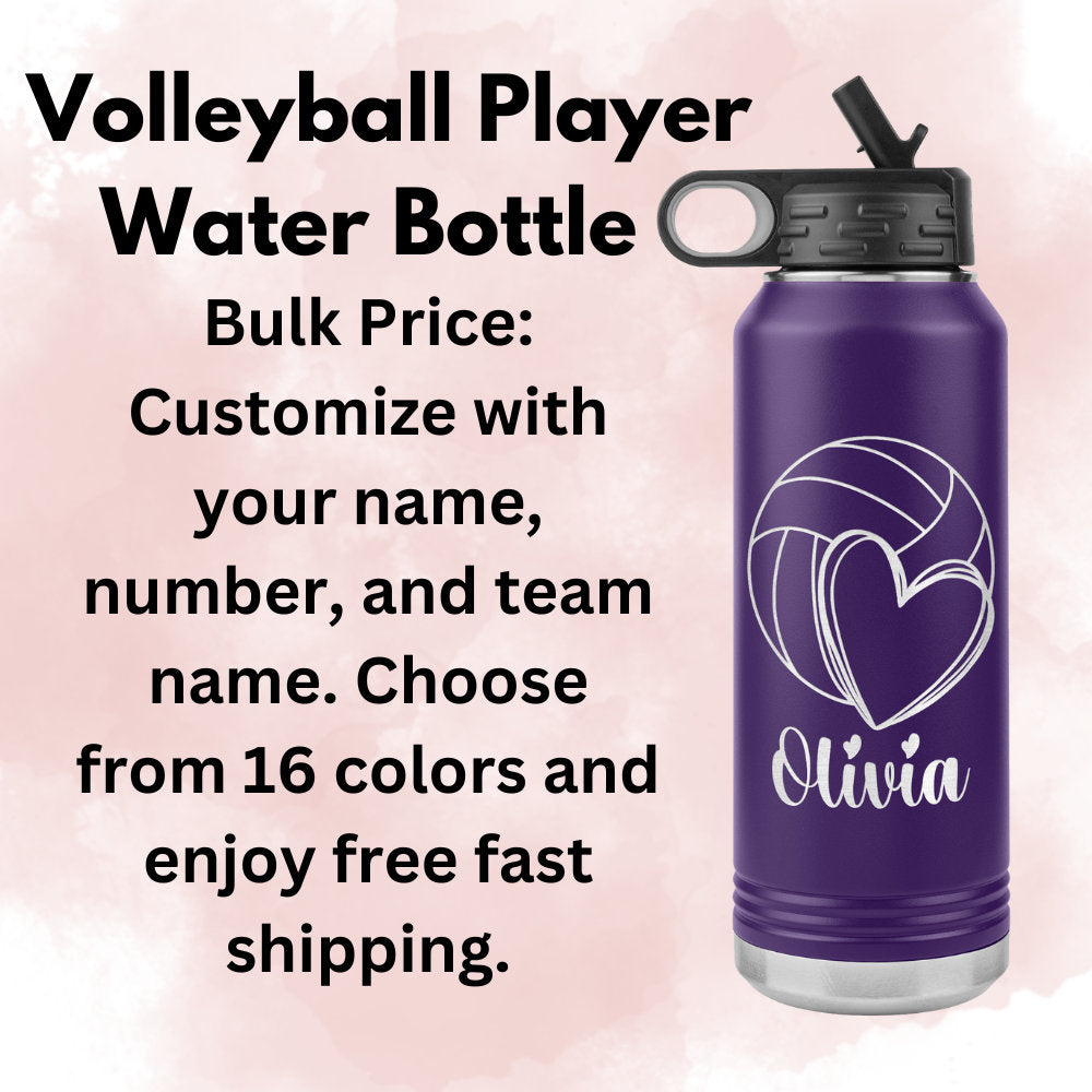 Custom Volleyball Team Water Bottle: Laser Etched Gift