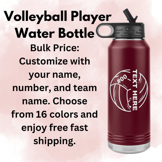 Custom Volleyball Team Water Bottle: Laser Etched Gift
