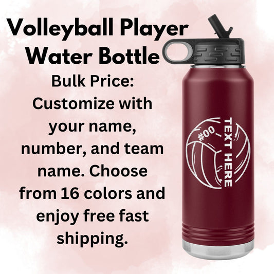 Custom Volleyball Team Water Bottle: Laser Etched Gift