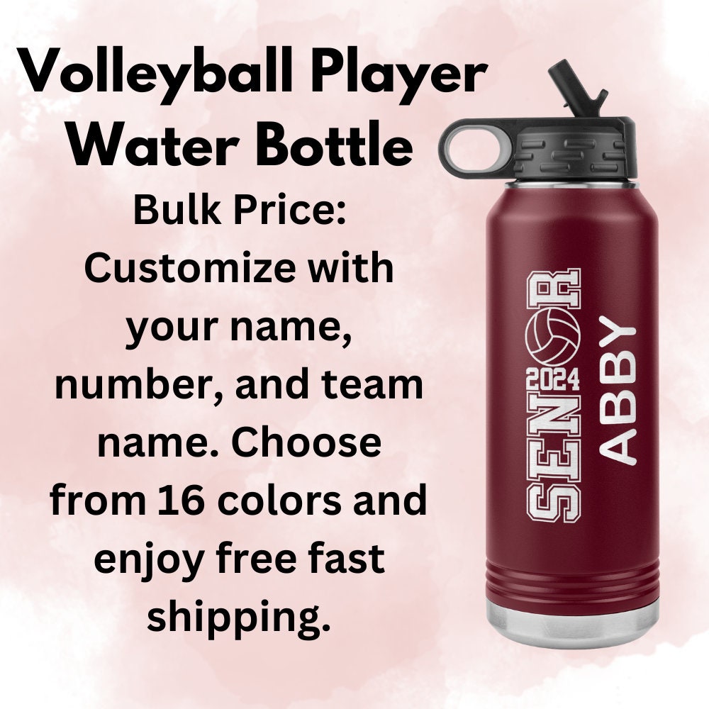 Custom Volleyball Team Water Bottle: Laser Etched Gift