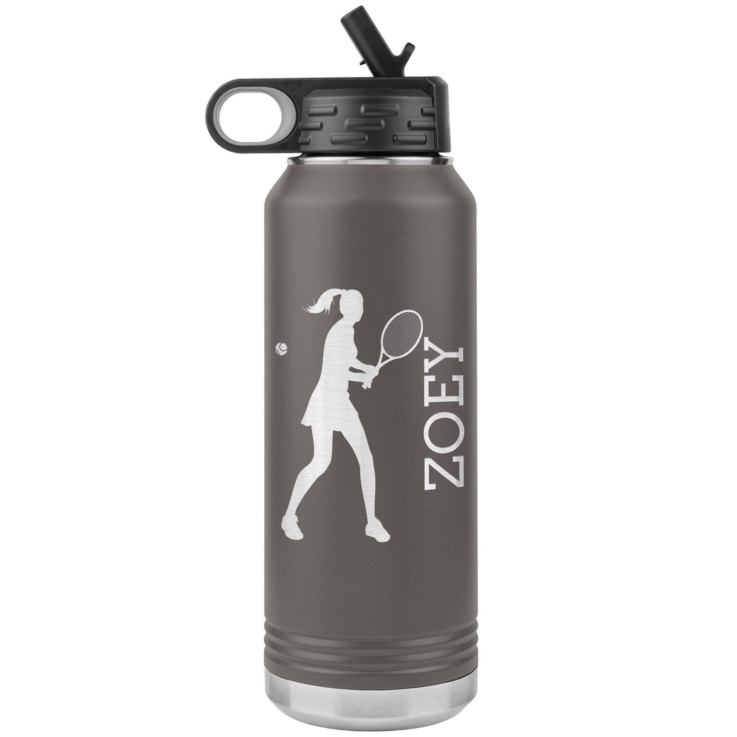 Personalized Tennis Tumbler: Engraved Stainless Steel Water Bottle