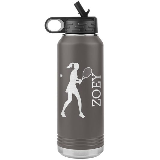 Personalized Tennis Tumbler: Engraved Stainless Steel Water Bottle