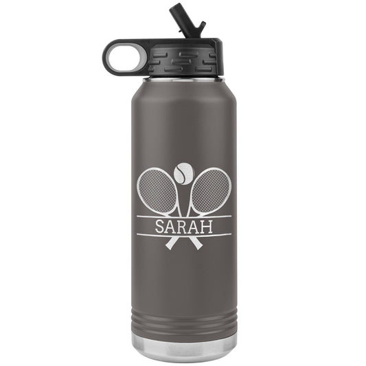 Personalized Tennis Tumbler: Engraved Stainless Steel Water Bottle