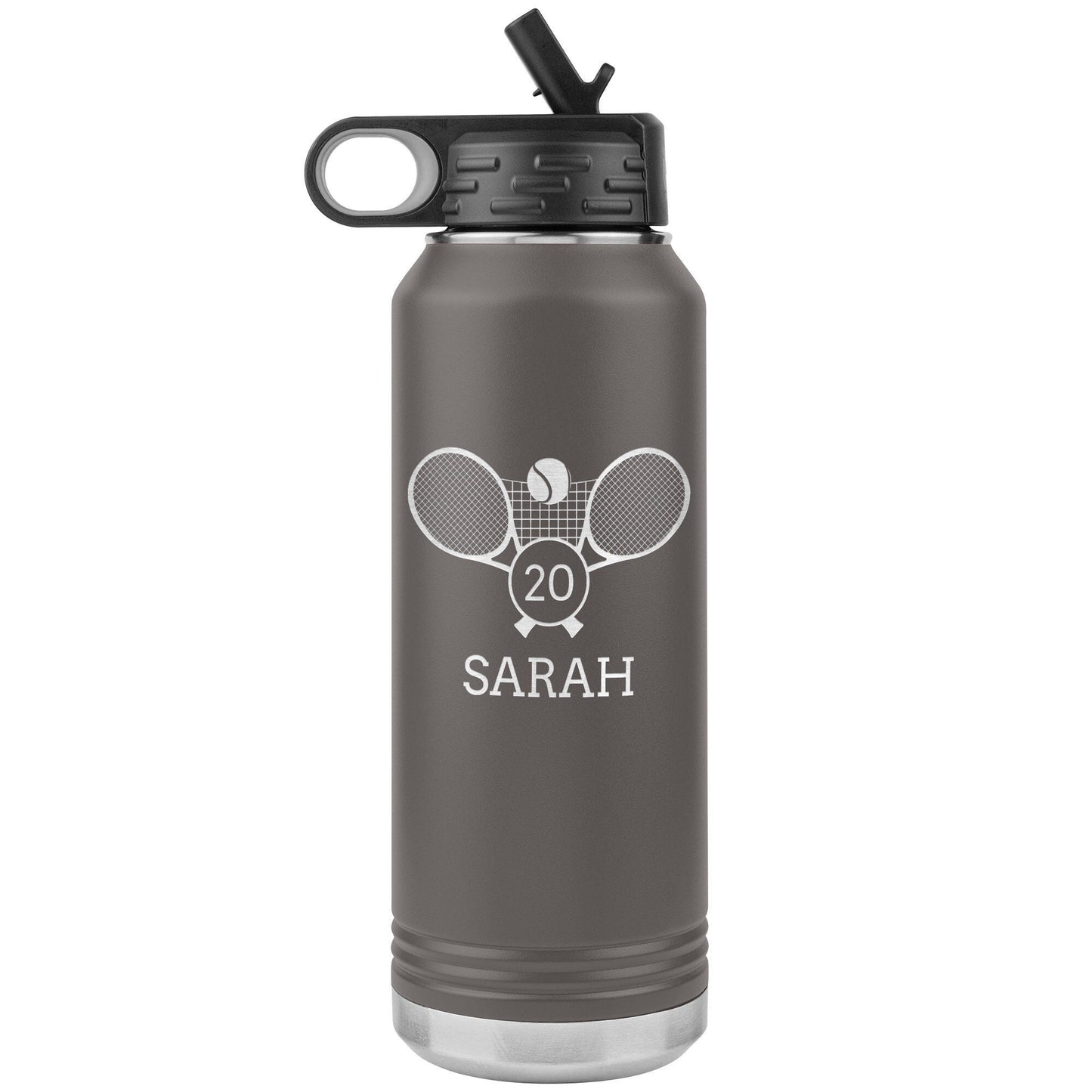 Personalized Tennis Tumbler: Engraved Stainless Steel Water Bottle