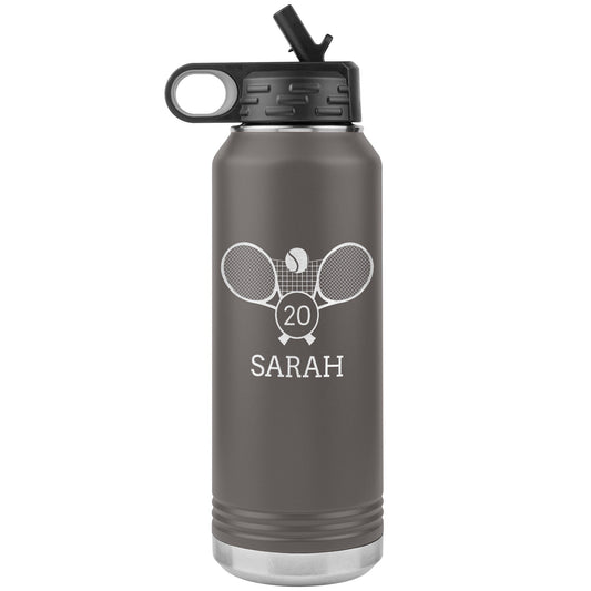Personalized Tennis Tumbler: Engraved Stainless Steel Water Bottle