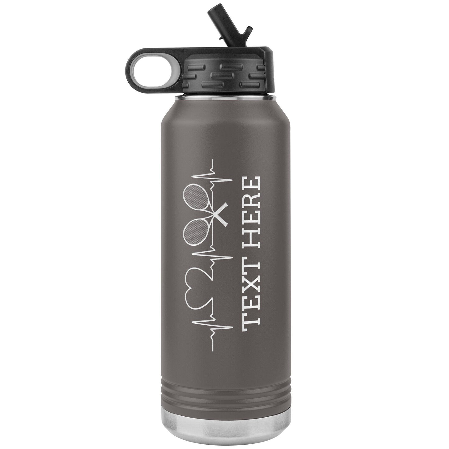 Personalized Tennis Tumbler: Engraved Stainless Steel Water Bottle, 32oz
