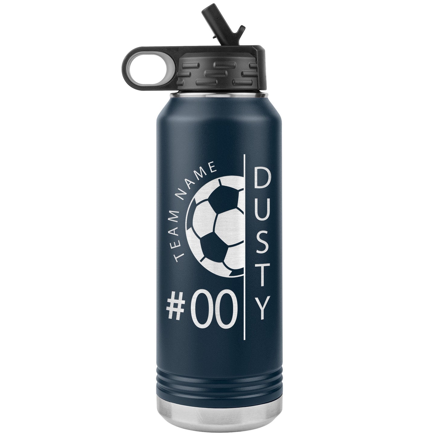 Custom Bulk Soccer Player With Name Water Bottle/Soccer Team Bulk Gift/Soccer Coach Water Bottle Gift/Laser Etched Insulated Water Bottle